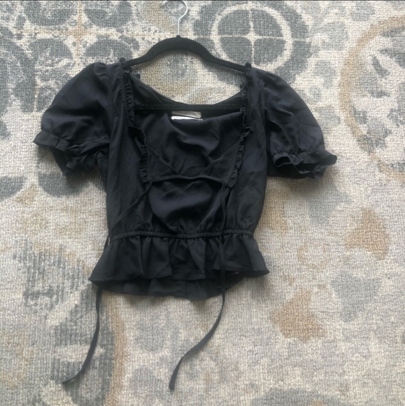Urban outfitters black cropped peasant top - Picture 5 of 5